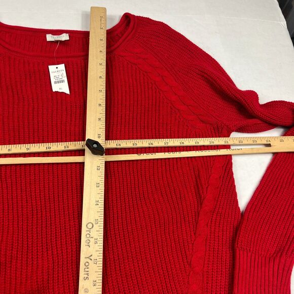 Talbots Cable Knit Tunic Sweater Red Classic Comfort Casual Pullover Size XL NWT - Picture 7 of 10